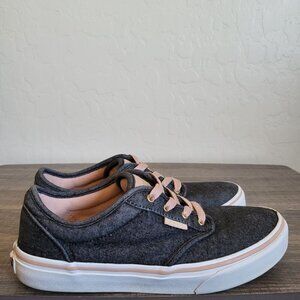 Vans Atwood Skate Sneaker Canvas Low Top Shoe Lace Up Grey/Pink Size Big Girls 5